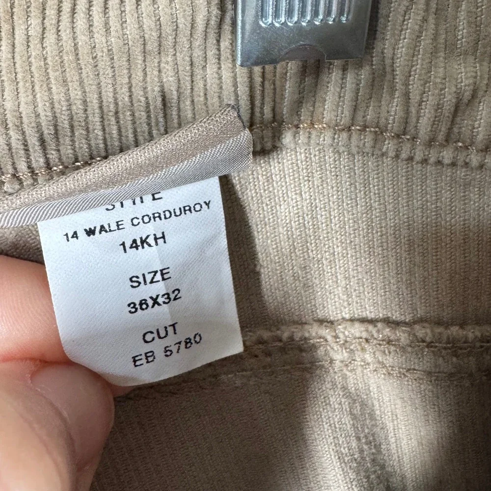 Bills Khakis Mens 14 Wale Corduroy Pants Tan Khaki Straight Leg 36x32 EB 5780